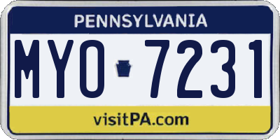 PA license plate MYO7231