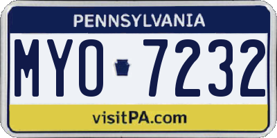 PA license plate MYO7232