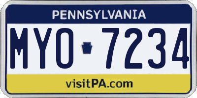 PA license plate MYO7234