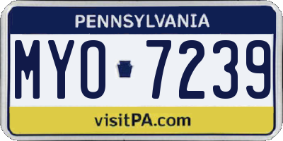PA license plate MYO7239
