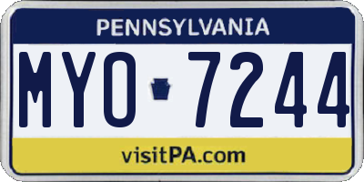 PA license plate MYO7244