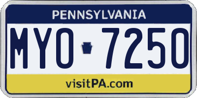 PA license plate MYO7250