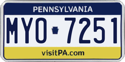 PA license plate MYO7251