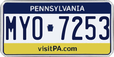 PA license plate MYO7253
