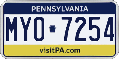 PA license plate MYO7254
