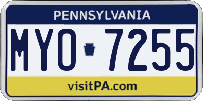 PA license plate MYO7255