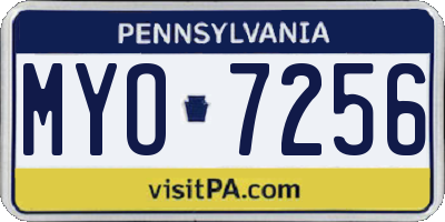 PA license plate MYO7256