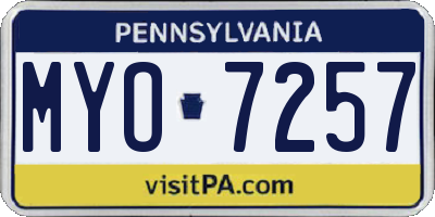 PA license plate MYO7257