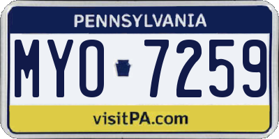 PA license plate MYO7259