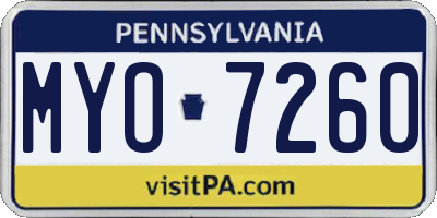 PA license plate MYO7260