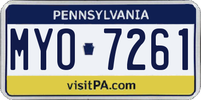 PA license plate MYO7261