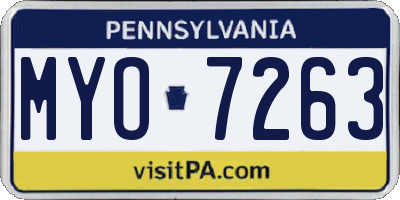 PA license plate MYO7263