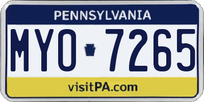 PA license plate MYO7265