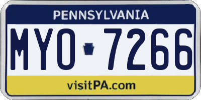 PA license plate MYO7266