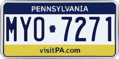 PA license plate MYO7271