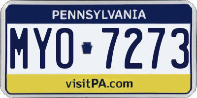 PA license plate MYO7273