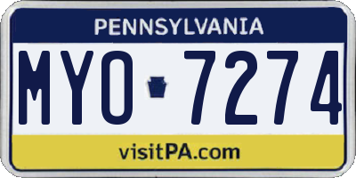 PA license plate MYO7274