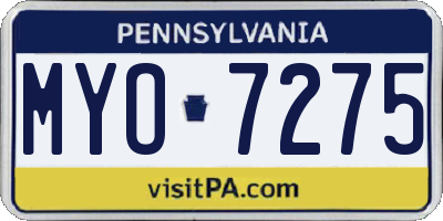 PA license plate MYO7275