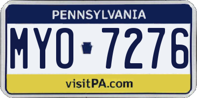 PA license plate MYO7276