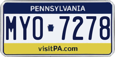 PA license plate MYO7278