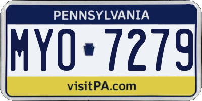 PA license plate MYO7279