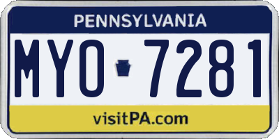 PA license plate MYO7281