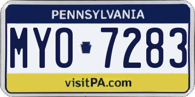 PA license plate MYO7283