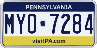 PA license plate MYO7284