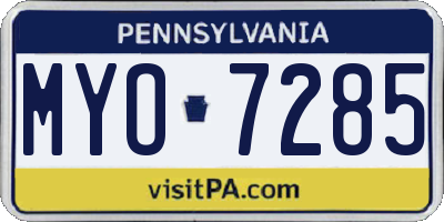 PA license plate MYO7285