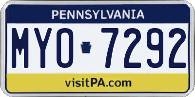 PA license plate MYO7292