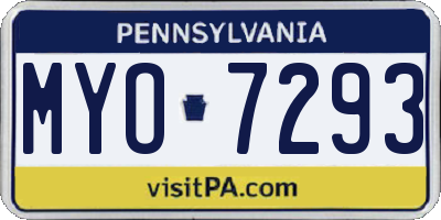 PA license plate MYO7293