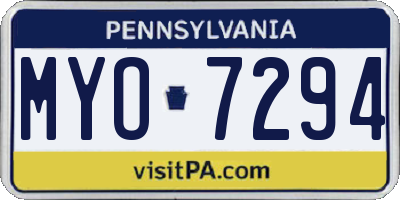 PA license plate MYO7294