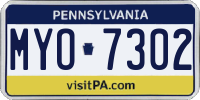 PA license plate MYO7302
