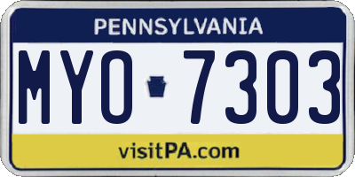 PA license plate MYO7303