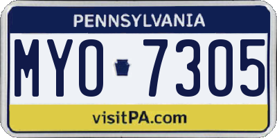 PA license plate MYO7305