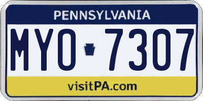 PA license plate MYO7307