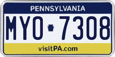 PA license plate MYO7308