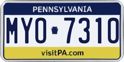 PA license plate MYO7310