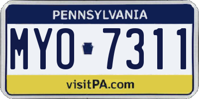 PA license plate MYO7311