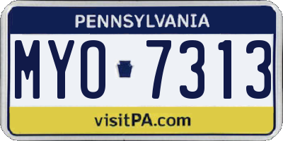 PA license plate MYO7313
