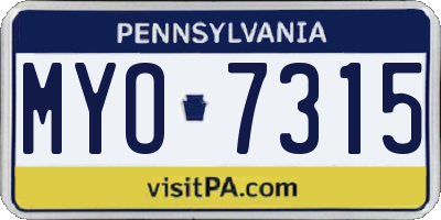 PA license plate MYO7315