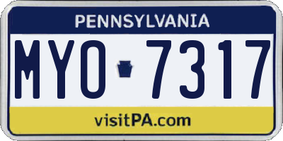 PA license plate MYO7317
