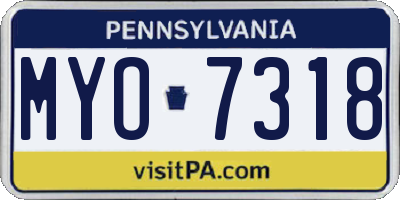 PA license plate MYO7318