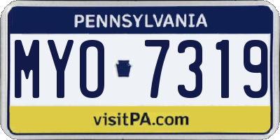 PA license plate MYO7319
