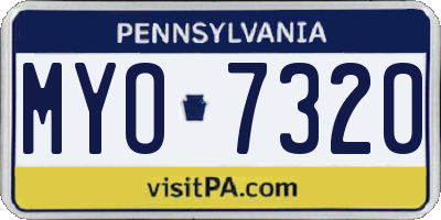 PA license plate MYO7320