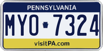 PA license plate MYO7324