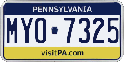 PA license plate MYO7325