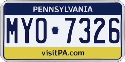 PA license plate MYO7326