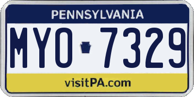 PA license plate MYO7329