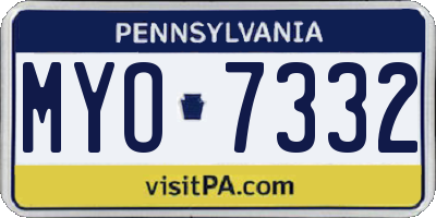 PA license plate MYO7332
